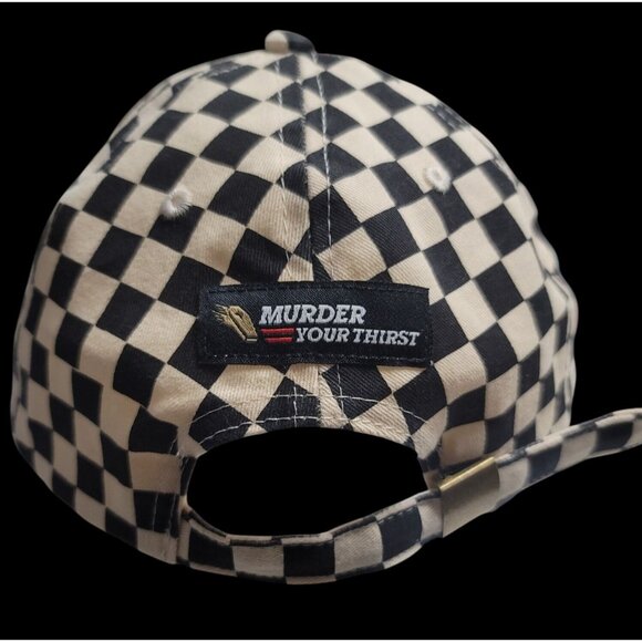 Liquid Death Checkered Adjustable Hat Black & White Cotton Canvas - NEW - Picture 2 of 7